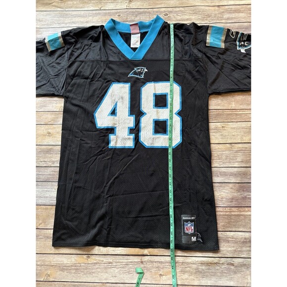 Vintage Reebok Carolina Panthers Jersey 48 Medium Stephen Davis #48 Used Black - Picture 8 of 9